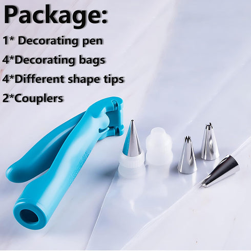 Cake Decorating Pen Tool Kit, DIY Pastry Bag and Icing Pen Piping Kit (Blue)