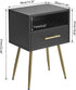 UWNS004B IBUYKE Nightstand, Mid Century Modern Night Stand, Bedside Table with Drawers and Open Storage Shelf, End Side