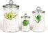 Mini Glass Apothecary Jars - Set of 3 Bathroom Storage Organizer Canisters for Cotton Swabs, Cotton Balls, Makeup