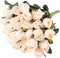 Hawesome 3 Bunches Artificial Silk Roses Buds Realistic Bouquet Arrangement for Wedding Party Centerpieces (Champagne)