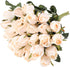 Hawesome 3 Bunches Artificial Silk Roses Buds Realistic Bouquet Arrangement for Wedding Party Centerpieces (Champagne)