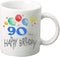 Happy Birthday 11 oz Coffee Tea Mug Cup, White Ceramic Celebration for Friends and Family (90th)