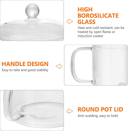 DOITOOL 1.5L Glass Saucepan with Cover, Heat-Resistant Glass Cookware Set, Small Simmer Pot for Baby Food, Pasta, Soup