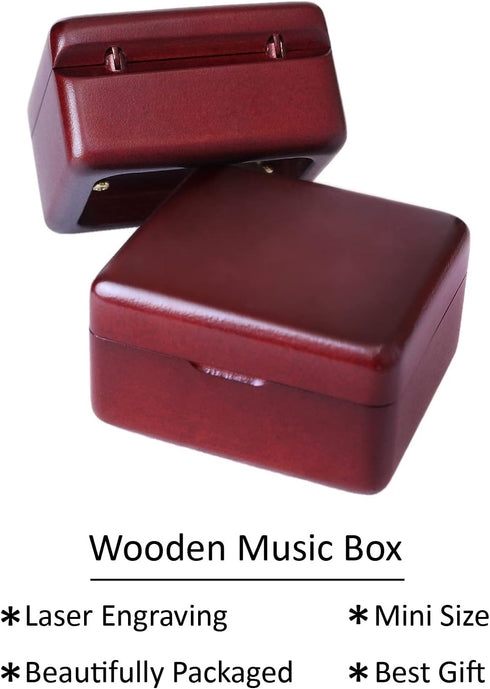 Sinzyo Music Box, Vintage Wood Carved Mechanism, Gift for Birthday, Valentine's Day, Christmas (la Vie en Rose -Wine