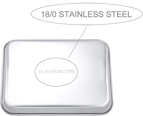 P&P CHEF Stainless Steel Toaster Oven Pan Set, 4-Pieces Mini Baking Pans, Rectangle 9 x 7 Inches