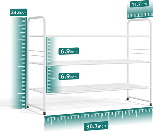 3 33" Closet, SUFAUY Tier Wide White Metal Shoe Rack for Stackable