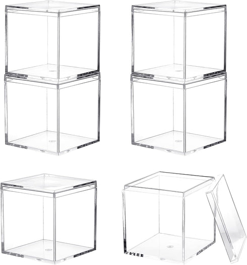 Acrylic Box with Lid, 4 Pack Small Square Container 2.2x2.2x2.2 Inch for Candy, Pill, and Tiny Jewelry Storage
