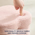 12" Inch Ornavo Home Pink Boucle Storage Ottoman Cube Flower-Shaped Footstool with Hidden Storage, Faux Teddy Fur Foot