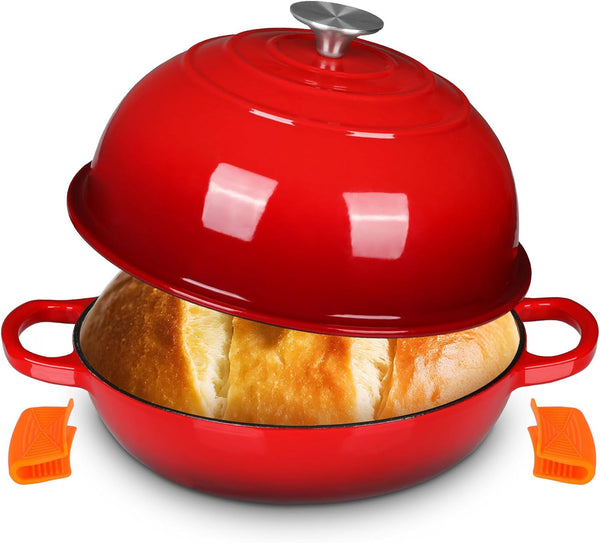 LIFERUN 6qt Enameled Cast Iron Dutch Oven for Sourdough Bread Baking, Non-Stick