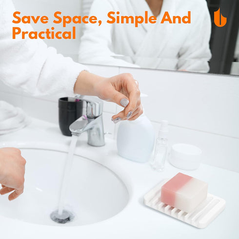 Urbanstrive Counter Soap Dish Shower Waterfall Soap Tray Holder for Bathroom, Kitchen, Top, Flexible Silicone, Keep