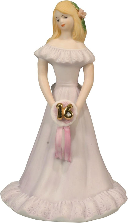 Enesco Growing Up Girls “Blonde Age 16” Porcelain Figurine, 7.5”, Golden, Pink