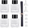 Agidea 4PCS Refillable Fragrance Glass Diffuser Bottles with 20pcs Reeds Sticks & Black