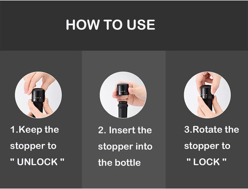 2 Pack Reusable Plastic Silicone Wine Bottle Stoppers, Compact Wine Preserver Corks to Keep Fresh, Fits Any Bottle