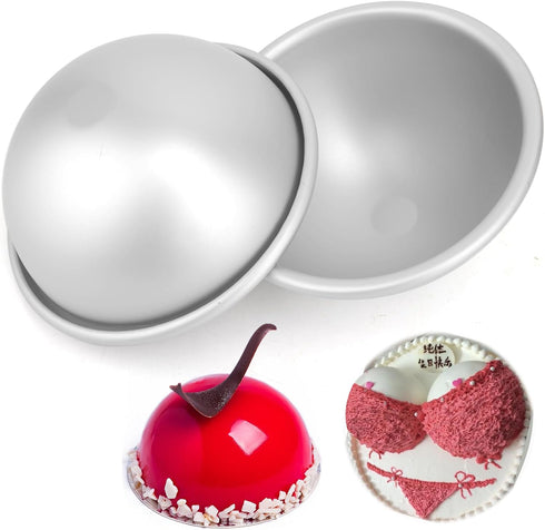 5 Inch Dome Cake Pan, 2 PCS Half Ball Cake Mold, Aluminum Alloy Hemisphere Cake Molds for Kids DIY