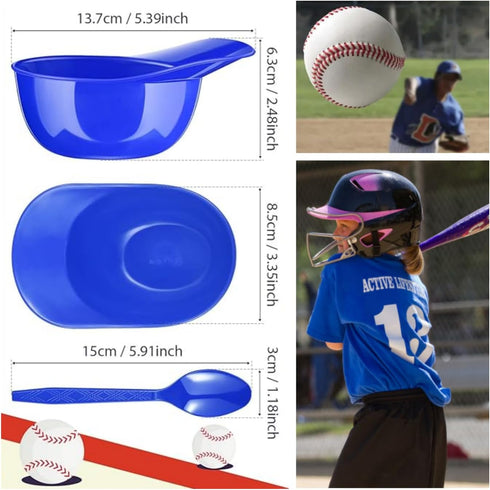 Baseball Helmet Ice Cream Snack Bowl Set, 12 Pack Mini Ice Cream Dessert Cups for Birthday Party Supplies