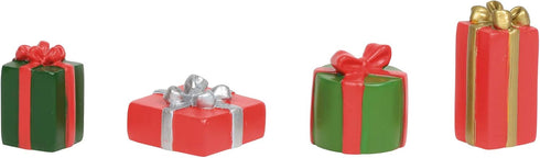 Department 56 Stone Resin Village Cross Product Accessories, Christmas Packages Figurine Set, 1 Inch, Multicolor