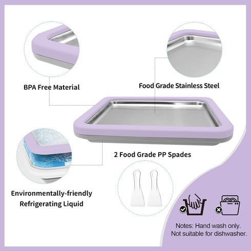 2 Frozen Rolled Ice Cream Maker Instant Ice Cream Maker with Spatulas Yoghurt Plate Homemade DIY Instant Gelato