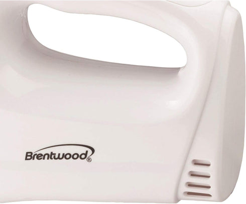 Brentwood Electric Hand Mixer - Lightweight 5-Speed, White