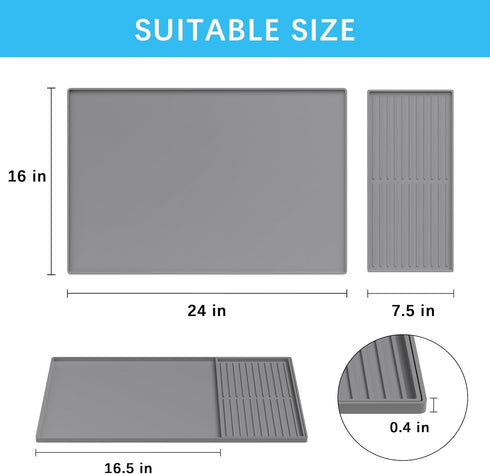 Golener Silicone Coffee Mat Set, 24" x 16" Heat Resistant Bar Mat for Countertop and Coffee Station