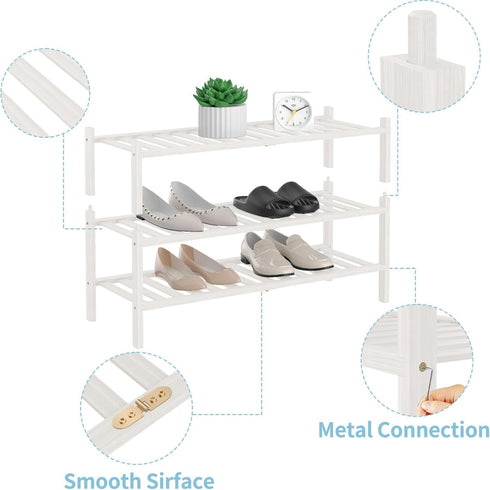 2 Closet RONGJlA Tier Bamboo Shoe Rack for Free Standing Wood Shoe Shelf Storage Organizer for Entryway Small Space