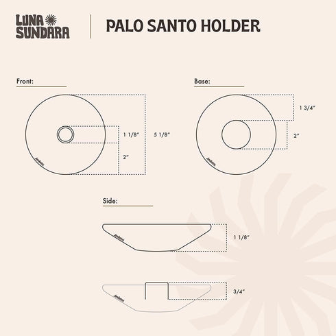 Luna Sundara Authentic Peru Pottery Palo Santo Stick Holder and Incense Holder with 5 Palo Santo Sticks (Peach)