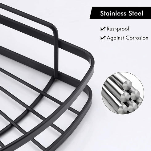 KES Shower Caddy Corner, Self-Adhesive Stainless Steel Shower Organizer, Matte Black 2 Pack