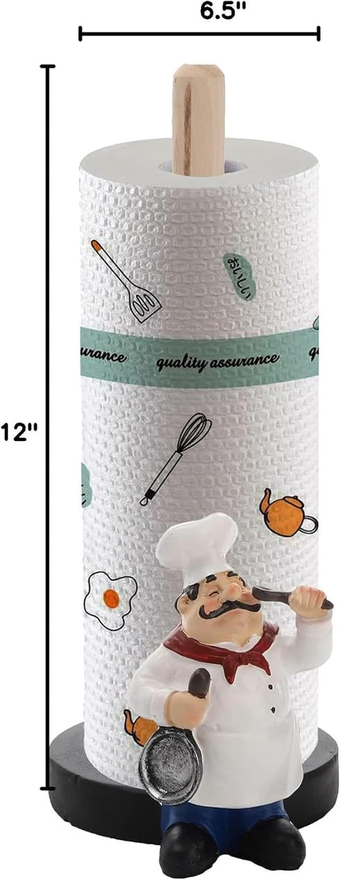 Countertop Suwimut Chef Style Paper Towel Holder, Resin Crafts Display Chef Figurines Creative Roll Paper Stand
