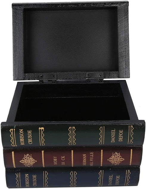 Wooden Jewelry Box, Book Shaped Storage Case, Antique Fake Books Decor for Home Office Car Decoration