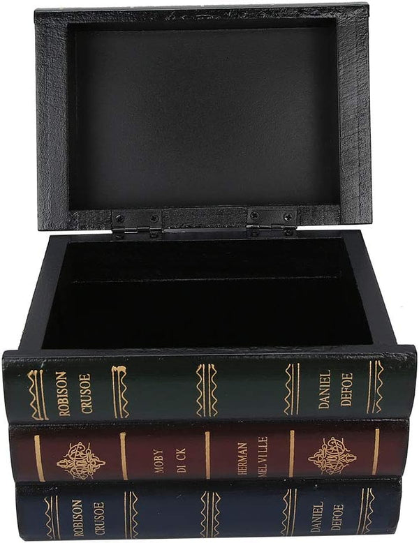 Wooden Jewelry Box, Book Shaped Storage Case, Antique Fake Books Decor for Home Office Car Decoration