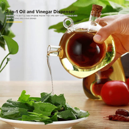 2 1 in Oil and Vinegar Dispenser Cruet Bottle, Kitchen Supplies Glass Olive Oil and Balsamic Vinegar Cruet Bottle