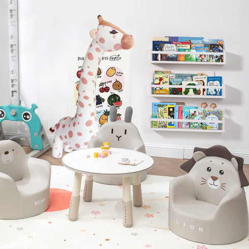 24 Inch Set 3, AZSKY Nursery Bookshelves White, Floating Bookshelves for Wall of Baby Kids Room Decor, Solid Wood Wall