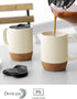Set 2, 15 OZ DOWAN Coffee Mugs of Ceramic Mug with Cork Bottom and Splash Proof Lid, Large Coffee Cup with Handle