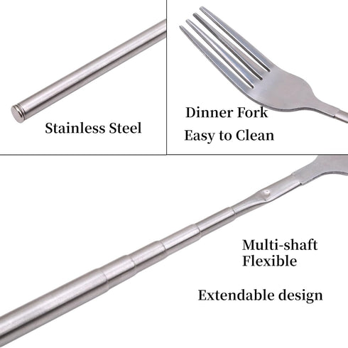 5Pcs Stainless Steel BBQ Telescopic Forks, 8.7-25.4 Inch Long Handle Cutlery for Barbecue, Toasting, Dinner