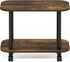 2-Tier Furinno Turn-N-Tube Side Table, Oval Sofa End Table with Wheels, Toolless Assembly Night Stand, Bedside Table