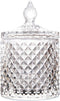 Home Basic Food Storage Organization Set - Crystal Diamond Faceted Jar with Lid, Suitable as Candy Dish (Transparent,