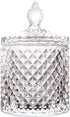 Home Basic Food Storage Organization Set - Crystal Diamond Faceted Jar with Lid, Suitable as Candy Dish (Transparent,