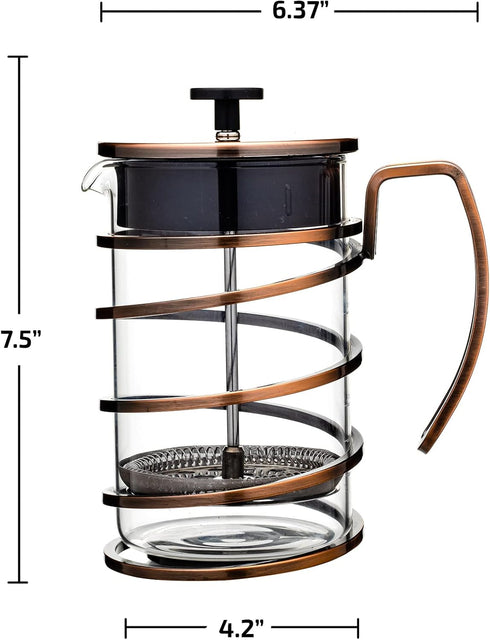 OVENTE 27 Ounce French Press Coffee & Tea Maker, Durable Borosilicate Glass, 4 Filter Stainless Steel Plunger System