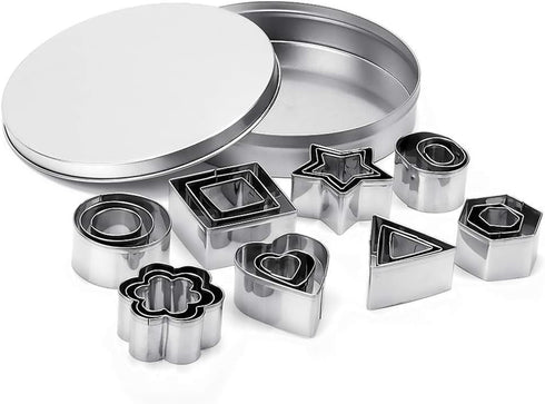 Mini Metal Cookie Cutters Set - 24 Pcs Geometric Shapes Stainless Steel Cookie Biscuit Cutters for Baking