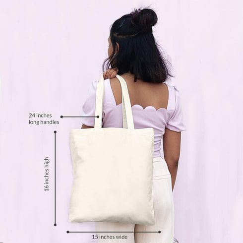 Ecoright Canvas Reusable Cotton Tote Bag for Women, School, Grocery, Shopping, Beach