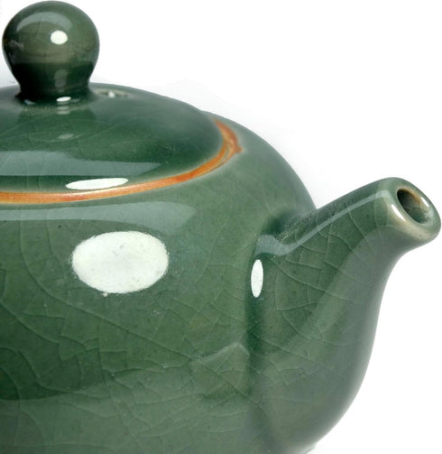 Porcelain Teapot, 12oz Small Tea Pot, Chinese Tradition Ceramic Tea Kettle, Ice Crack Glaze (Green)