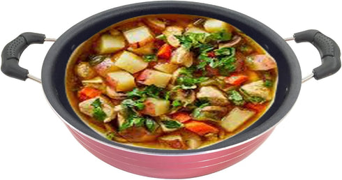 Kadai Deep Kadhai Cooking Pan, Nonstick Coating Aluminum Wok, 2 Ltr Capacity, Size 8.5 x 8.5 x 2 Inch