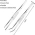 Kitchen Tweezers Long Tweezers Set, LEEFONE 2 PCS 12 Inch Stainless Steel Food Tweezers with Precision Serrated Tips for Cooking & Baking (Straight + Curved)