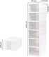 6-Tier Closet Nicunom Foldable Shoe Rack Organizer, Shoe Storage Box Collapsible Plastic Shoe Shelf Clear Shoe Boxes