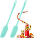 Patelai Long Handle Silicone Jar Spatula, 2 Pieces Non-Stick Rubber Scraper for Cooking and Baking
