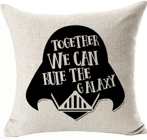 Throw Pillow Cover with Stars Theme, 18 x 18 inches Linen (Together We Can Rule The Galaxy)
