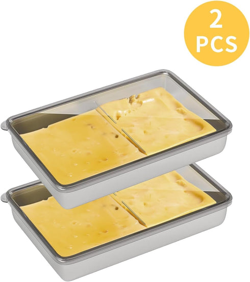 2 Pcs Deli Containers with Lids, Refrigerator Bacon and Cheese Storage Containers, Dishwasher Safe Long Deli Meat Tray