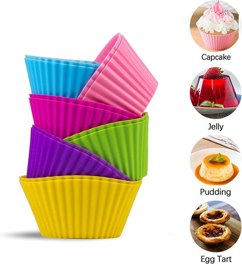 Reusable Silicone Cupcake Liners, Non-Stick Baking Muffins Mold, Set of 12 Kitchen Accessories
