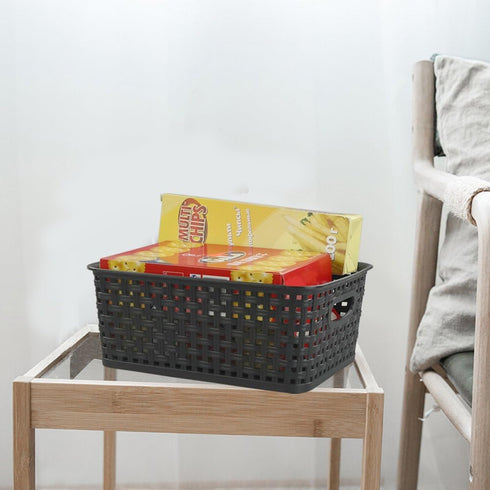 6-Pack 10.4-Inch x 7.6-Inch x 4.05-Inch Plastic Storage Basket - Woven Basket Bin