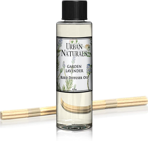 Urban Naturals Garden Lavender Scented Oil Reed Diffuser Refill - 4 oz, Includes Free Reed Sticks, Made in The USA