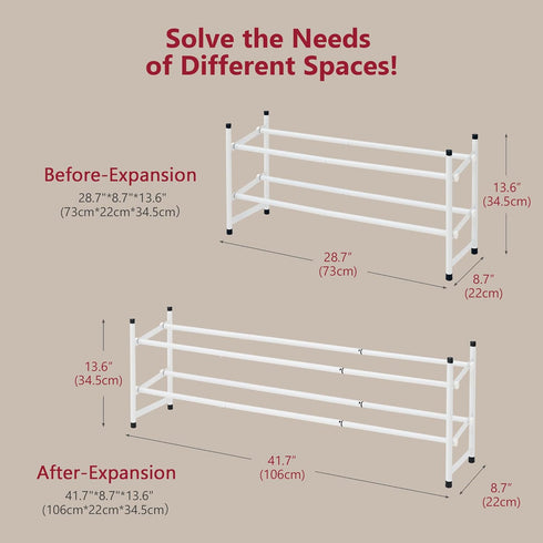 Closet 2 28-41 Closet, Tajsoon Expandable Shoe Rack for Tier, Adjustable & Stackable Shoe Shelf Storage, Metal Shoe